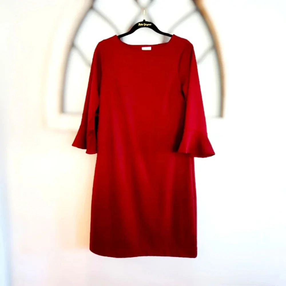 Talbots Merino Flounce Sleeve Knee Length Sweater Dress Size 4